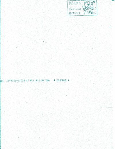 Carátula del Legajo de Mesa DS sobre investigación E.n.e.t. Nº 1 de Lincoln. CPM- Fondo DIPPBA- Div. Cen. AyF, Mesa DS, Factor Varios, Legajo 7186. Año 1976.