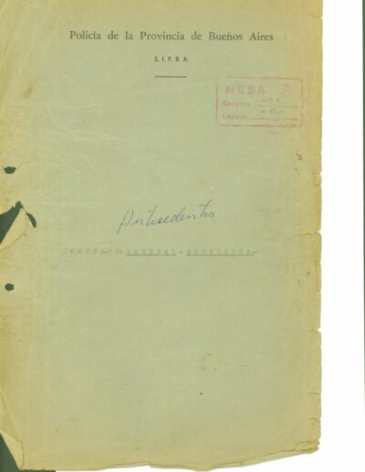 Carátula de legajo de Antecedentes comuna de General Rodríguez. CPM- Fondo DIPPBA- Div. Cen. AyF, Mesa A, Factor político, Carpeta 9, Legajo 48.