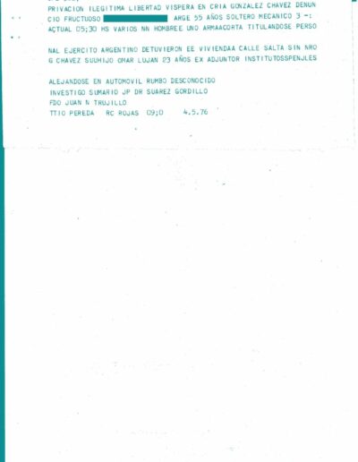 Teleparte que relata denuncia de secuestro. CPM- Fondo DIPPBA- Div. Cen. AyF, Mesa DS, Carpeta Varios, legajo 5512. Año 1976.