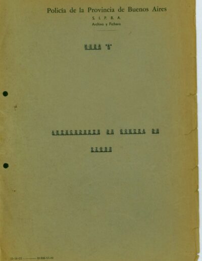 Carátula de legajo de antecedentes de Comuna de Tigre. CPM- Fondo DIPPBA – Div. Cen. AyF, Mesa A, factor Partido político, Serie Antecedentes de Comuna.