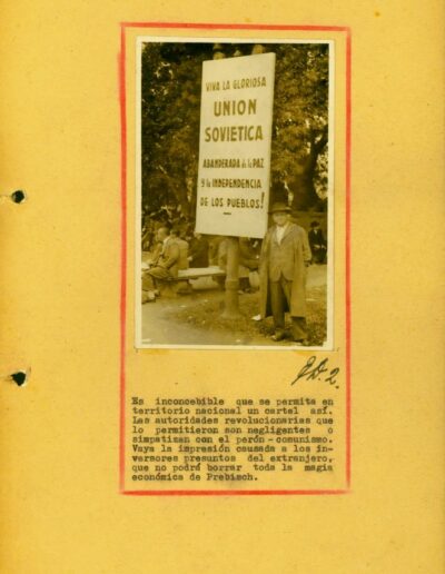 Fotografía enviada a la policía por un ciudadano de Moreno -que acompaña una serie de 11 fotos- para denunciar la propaganda comunista en un Pic nic realizado en esa localidad. CPM- Fondo DIPPBA- Div. Cen. AyF, Mesa C, carpeta 5, legajo 96. Año 1957.