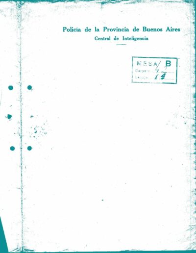 Carátula del legajo de la fábrica Alpargatas. CPM- Fondo DIPPBA – Div. Cen. AyF, Mesa B, Factor Gremial, Carpeta 42, Legajo 14