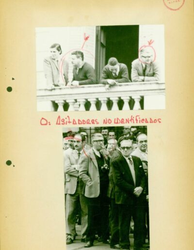 Fotografías del conflicto en la Comuna de Tigre. El 30 de septiembre de 1971 alrededor de 3000 personas se manifiestan en las inmediaciones para impedir la asunción del interventor. CPM- Fondo DIPPBA – Div. Cen. AyF, Mesa A, factor Partido político, Serie Antecedentes de Comuna. Año 1971