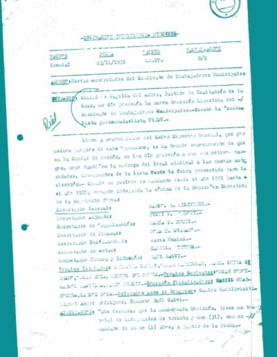 Informe sobre elecciones en el Sindicato de Obreros y empleados municipales. CPM- Fondo DIPPBA- Div. Cen. AyF. Mesa B, carpeta 41, legajo 7. Año 1991.