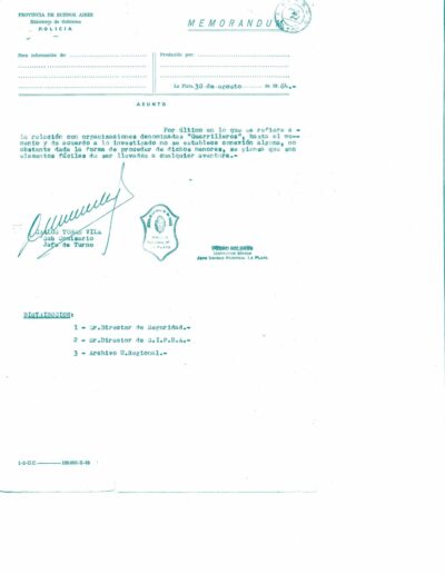 Informe de inteligencia sobre la posible actuación de guerrilleros en Magdalena CPM- Fondo DIPPBA – Div. Cen. AyF, Mesa Referencia, Legajo 13268. Año 1964.