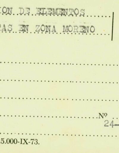 Ficha sobre investigación de “elementos izquierdistas en zona Moreno” que remite al legajo Mesa DS 1779. CPM- Fondo DIPPBA- Div. Cen. AyF, fichero por acontecimientos por localidad,