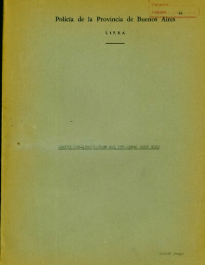 Caratula del legajo sobre Comité Pro-Irradiación del Ituzaingó Golf Club. CPM- Fondo DIPPBA- Div. Cen. AyF. Mesa De, por localidad, legajo 41. Año 1964