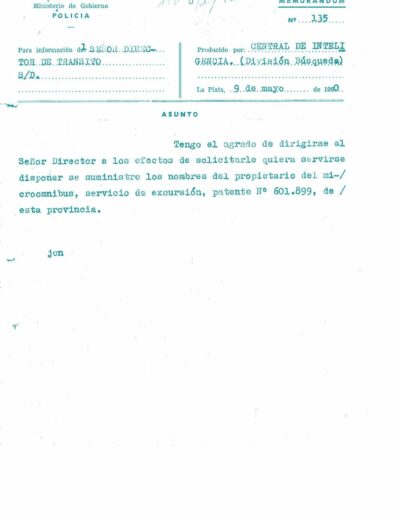 Memorándum con pedido de informes; legajo sobre la Liga Argentina por los derechos del hombre, en la que se intenta averiguar su actuación con presos políticos de Magdalena.CPM- Fondo DIPPBA – Div. Cen. AyF, Mesa C, carpeta 5, Legajo 81. Año 1960