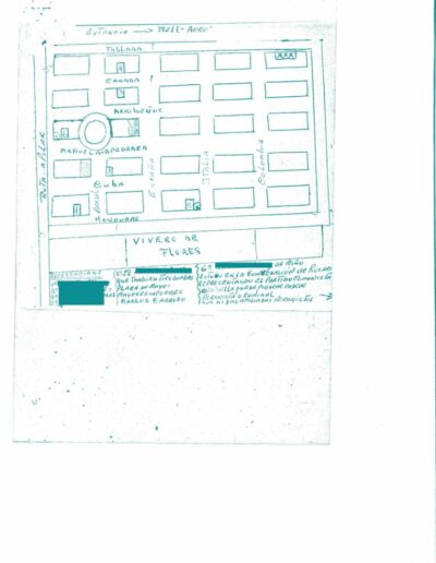 Croquis de inteligencia del Legajo de Mesa DS, sobre los lugares donde se reuniría el “peronismo subversivo”. CPM- Fondo DIPPBA- Div. Cen. AyF, Mesa DS, Legajo 662. Año 1972.