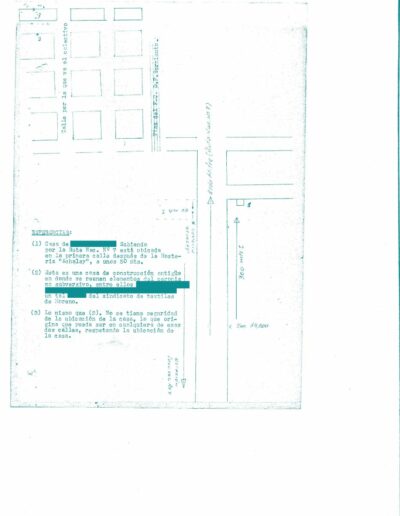 Croquis de inteligencia del Legajo de Mesa DS, sobre los lugares donde se reuniría el “peronismo subversivo”. CPM- Fondo DIPPBA- Div. Cen. AyF, Mesa DS, Legajo 662. Año 1972.