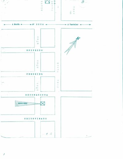 Croquis sobre el lugar donde estarían los “elementos izquierdistas” en Moreno. CPM- Fondo DIPPBA- Div. Cen. AyF, Mesa DS, Legajo 1779. Año 1974