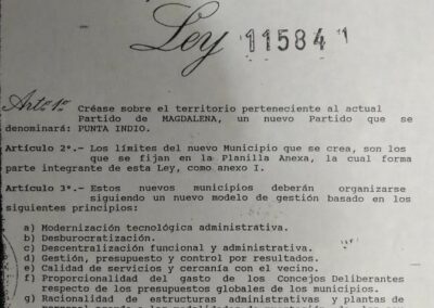 Copia de la ley que promulga la creación del Partido de Punta Indio. MHPI.