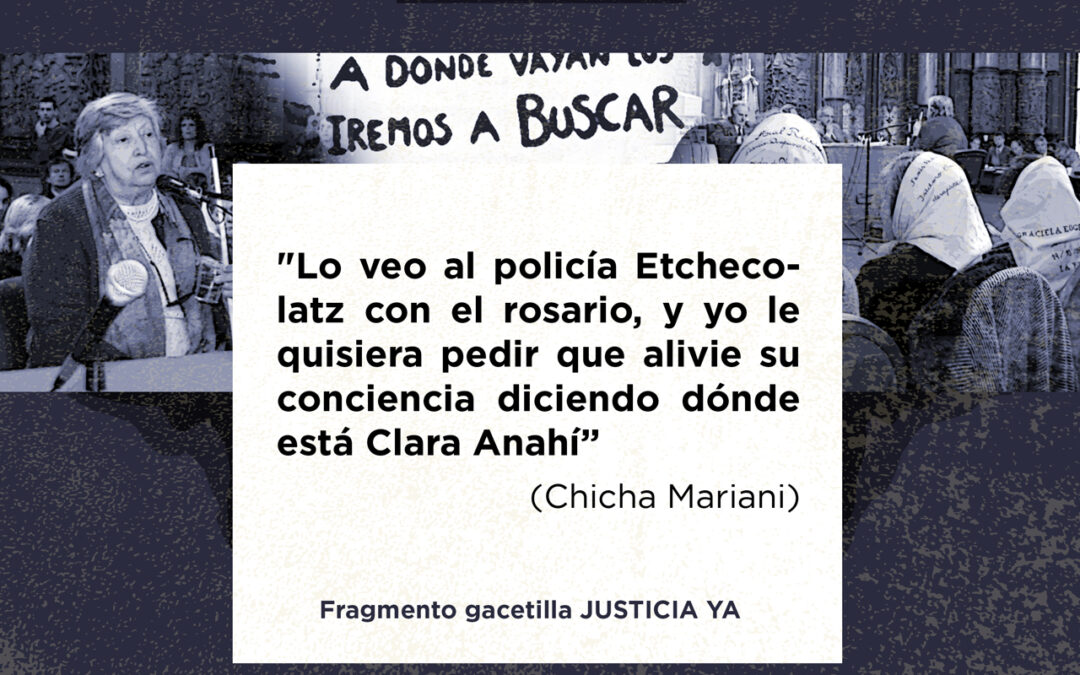Chicha Mariani: «No me puedo permitir morirme, tengo que encontrar a mi nieta»